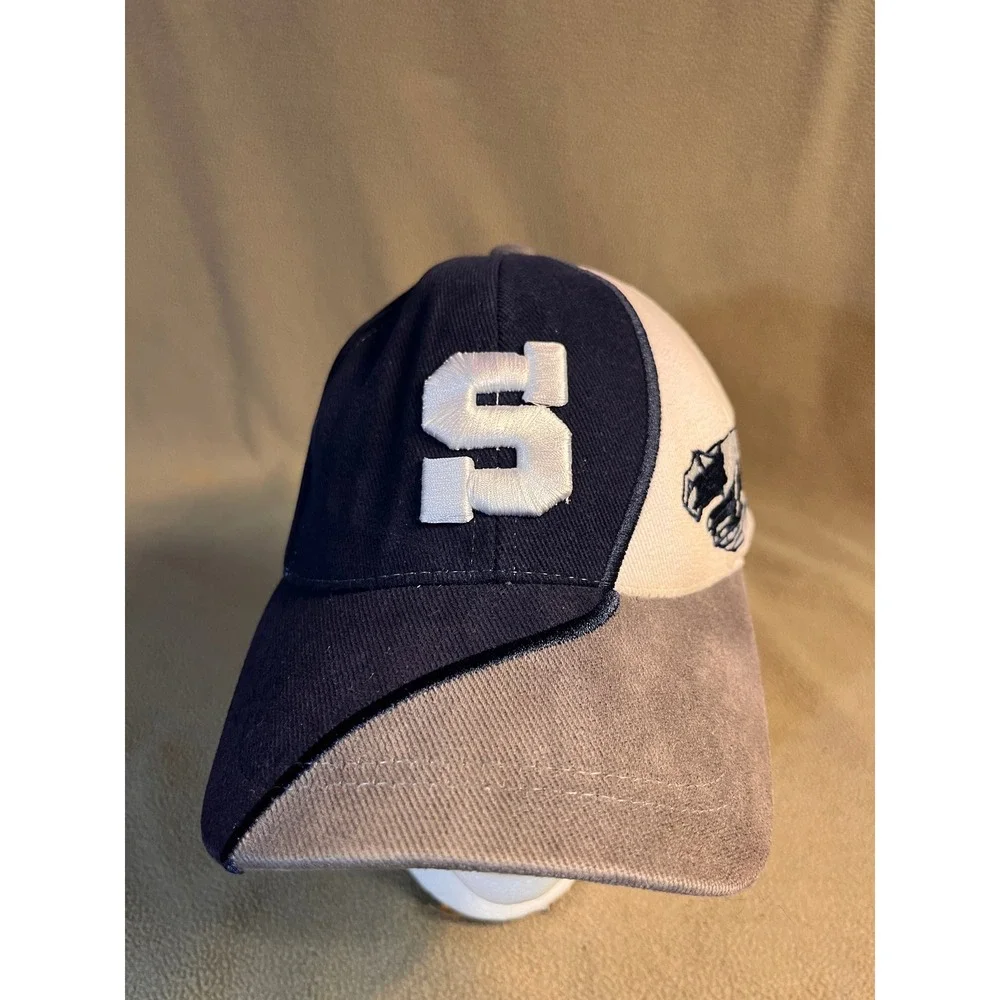 Penn State Nittany Lions Hat Navy White Grey S Logo Adjustable Baseball Cap